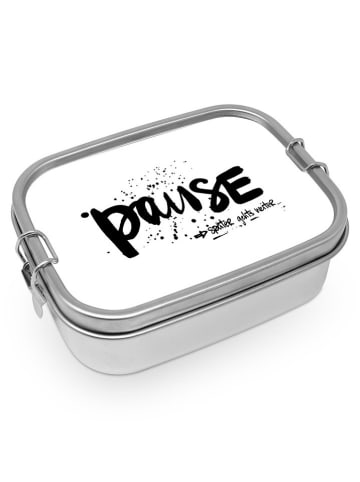 Design@Home Lunchbox "Pause" in Silber/ Weiß - (B)16,5 x (H)6 x (T)14 cm