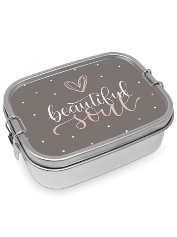 Design@Home Lunchbox "Beautiful Soul" in Silber - (B)16,5 x (H)6 x (T)14 cm