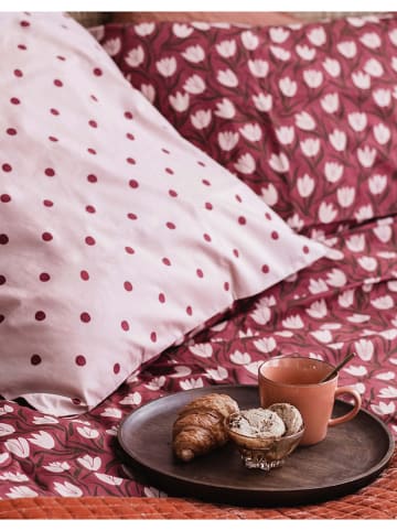 Essenza Perkal beddengoedset "Tulip Mania" rood/lichtroze