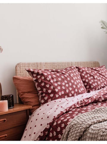 Essenza Perkal beddengoedset "Tulip Mania" rood/lichtroze