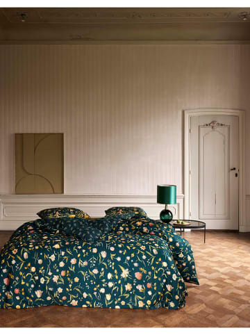 Essenza Satin-Bettwäsche-Set "Odilia" in Dunkelgrün/ Beige