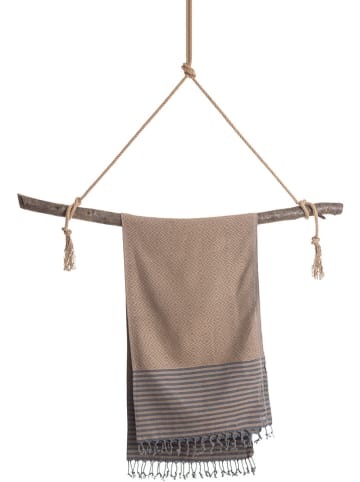 Towel to Go Hamamtuch "Atil" in Beige/ Hellgrau - (L)180 x (B)100 cm
