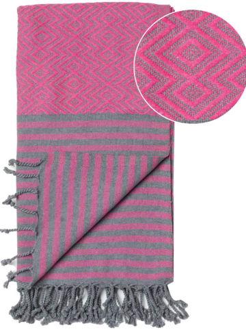 Towel to Go Hamamtuch "Atil" in Fuchsia/ Hellgrau - (L)180 x (B)100 cm