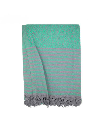 Towel to Go Plaid in Petrol/ Hellgrau - (L)250 x (B)200 cm