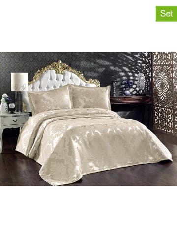 Colourful Cotton 3tlg. Tagesdecken-Set "Beste" in Beige