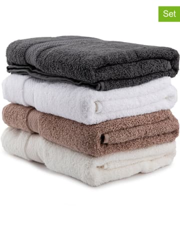 Colorful Cotton Ręczniki prysznicowe (4 szt.) "Colourful" w kolorze antracytowo-beżowo-białym