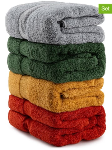Colorful Cotton 4-delige set: badhanddoeken "Colourful" groen/geel/rood