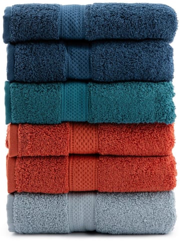 Colorful Cotton Ręczniki prysznicowe (4 szt.) "Colourful" w kolorze granatowo-czerwono-szarym