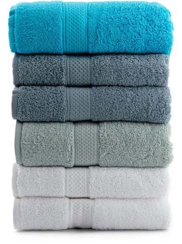 Colorful Cotton 4-delige set: badhanddoeken "Colourful" donkerblauw/wit/groen