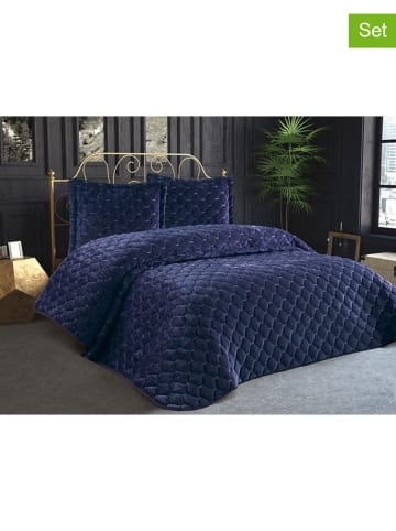 Colourful Cotton 3-delige bedspreiset "Lima" donkerblauw
