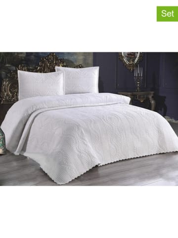 Colourful Cotton 3-delige bedspreiset "Sena" wit