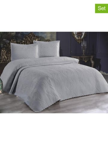 Colourful Cotton 3-delige bedspreiset "Sena" grijs