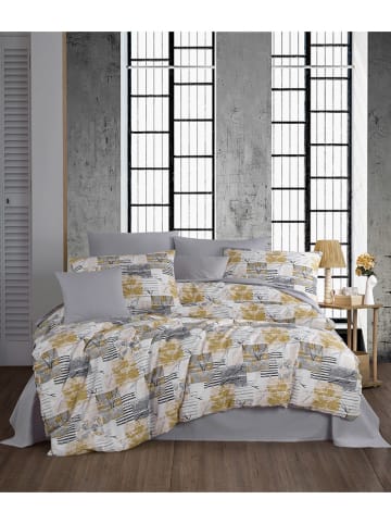 Colorful Cotton Komplet pościeli renforcé "Serra" w kolorze szaro-żółto-białym