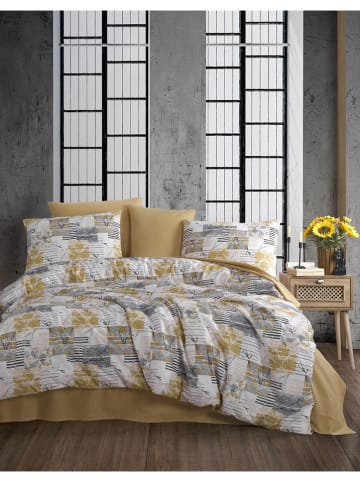Colourful Cotton Renforcé beddengoedset "Serra" grijs/geel/wit