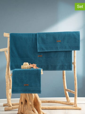 Colorful Cotton 3-delige handdoekenset "Wellness" blauw