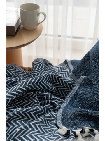 Colourful Cotton Überwurf "Zigzag" in Blau