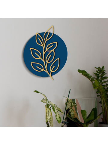 Uyart Home Wanddecoratie blauw/goudkleurig - Ø 25 cm