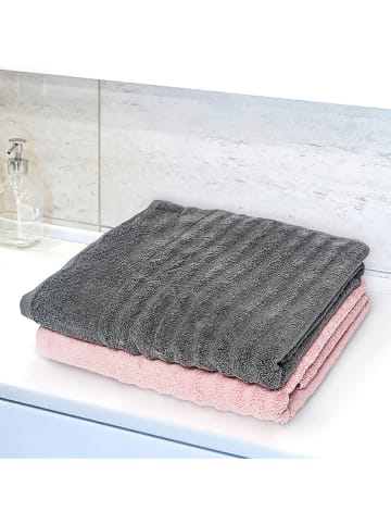 ONLINE & CO Ręcznik prysznicowy "Onda" w kolorze ciemnoszarym - 140 x 90 cm