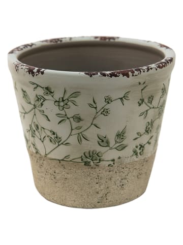 Clayre & Eef Blumentopf in Beige/ Grün - (H)19 x Ø 21 cm