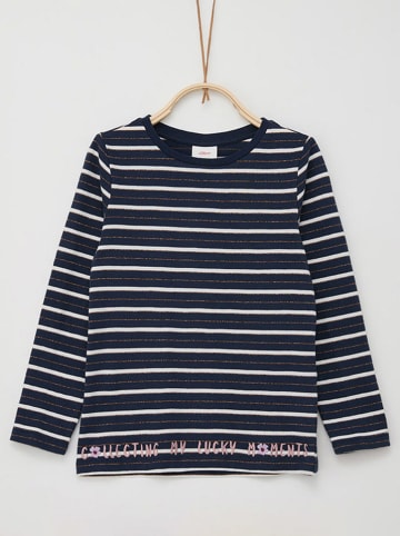 s.Oliver Longsleeve in Dunkelblau/ Weiß/ Gold