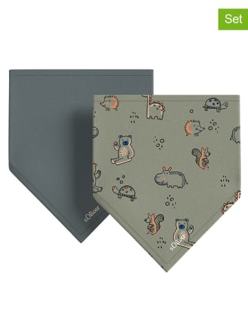 s.Oliver 2er-Set: Halstücher in Blau/ Khaki