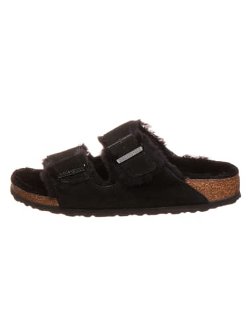 Birkenstock Leder-Pantoletten "Arizona" in Schwarz - Weite S