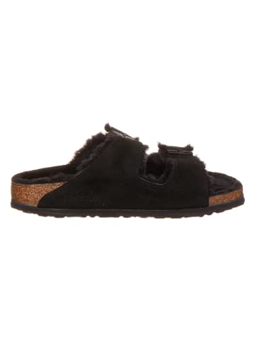 Birkenstock Leder-Pantoletten "Arizona" in Schwarz - Weite S