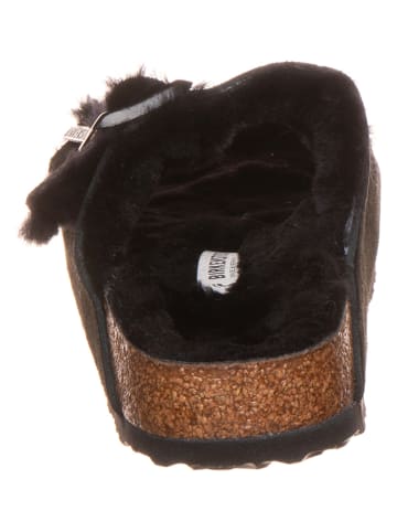 Birkenstock Leder-Pantoletten "Arizona" in Schwarz - Weite S