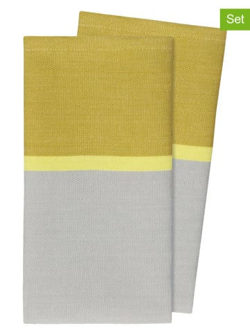Remember 2-delige set: servetten geel/grijs - (L)40 x (B)40 cm