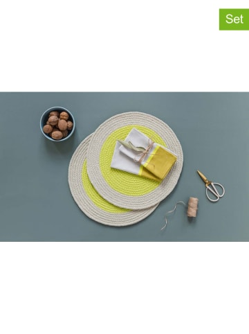 Remember 2er-Set: Tischset in Beige/ Limette - Ø 38 cm