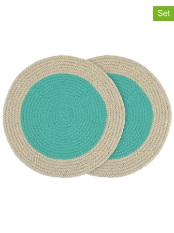Remember 2er-Set: Tischset in Türkis/ Beige - Ø 38 cm