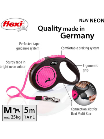 flexi Hundeleine "Flexi M" in Pink/ Schwarz - (L)500 cm
