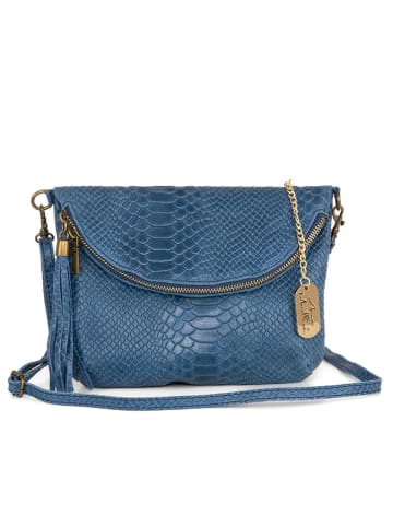 Anna Morellini Skórzana torebka "Beverly" w kolorze niebieskim - 22 x 18 x 2 cm