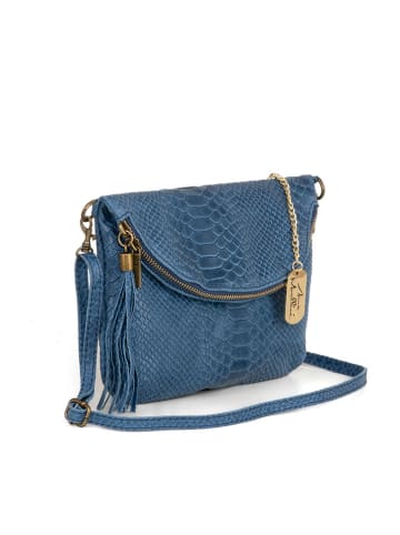 Anna Morellini Leren schoudertas "Beverly" blauw - (B)22 x (H)18 x (D)2 cm