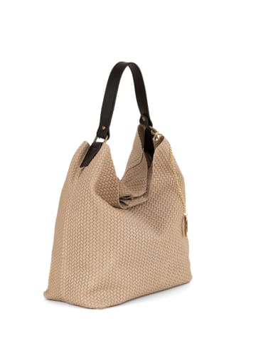 Anna Morellini Leder-Schultertasche "Sebastiana" in Beige - (B)38 x (H)36 x (T)14 cm