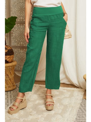 Lin Passion Lniane spodnie w kolorze zielonym