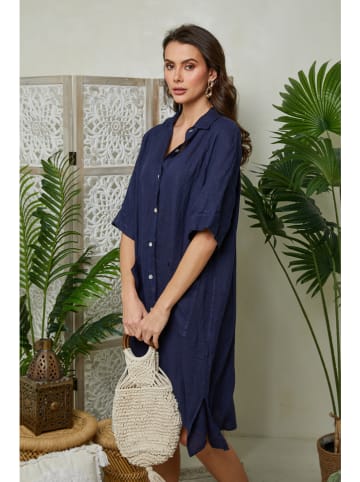 Lin Passion Leinen-Kleid in Dunkelblau