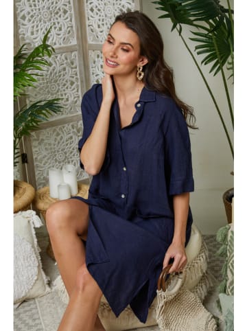 Lin Passion Leinen-Kleid in Dunkelblau