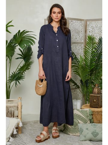 Lin Passion Leinen-Kleid in Dunkelblau