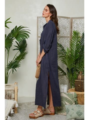 Lin Passion Leinen-Kleid in Dunkelblau