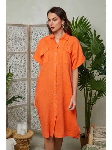 Lin Passion Leinen-Kleid in Orange