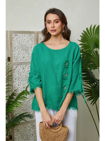 Lin Passion Lniana bluzka w kolorze zielonym