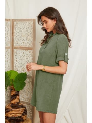 Lin Passion Leinen-Kleid in Khaki