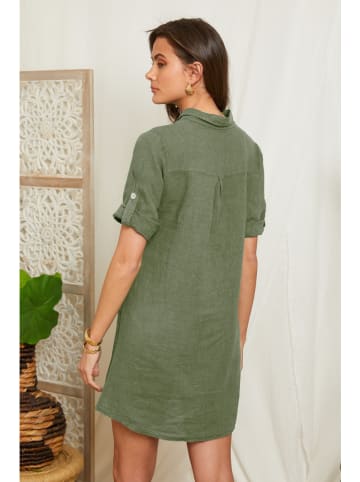 Lin Passion Leinen-Kleid in Khaki