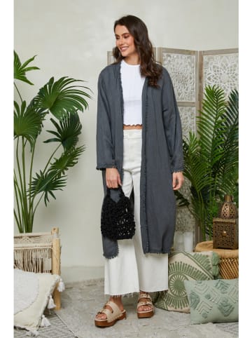 Lin Passion Leinen-Cardigan in Anthrazit