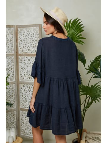 Lin Passion Leinen-Kleid in Dunkelblau