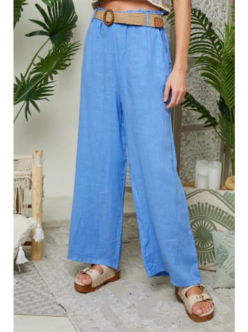 Lin Passion Lniane spodnie w kolorze niebieskim