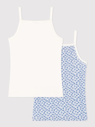 PETIT BATEAU 2-delige set: onderhemden wit/blauw