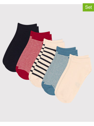 PETIT BATEAU 5-delige set: sokken crème/rood/blauw