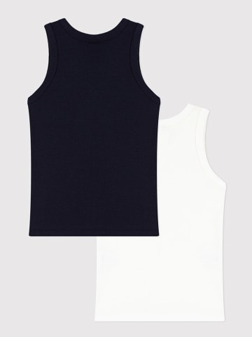 PETIT BATEAU 2-delige set: onderhemden donkerblauw/wit